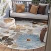 Wecon Home WECONhome Tappeto moderno e resistente alle intemperie per interni ed esterni, motivo floreale per soggiorno, sala da pranzo, corridoio, terrazza e balcone - Beach Flower (120 cm rotondo, beige)