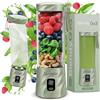 BlendyGo Frullatore portatile mini frullatore elettrico BlendyGo 3 usb ricaricabile tritatutto elettrico frullo piccolo blender smoothie maker trita ghiaccio e frutta congelata (Matcha Metallic)
