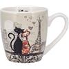 KIUB Mini tazza espresso 125 ml - motivo gatti innamorati a lato della Torre Eiffel di Parigi - porcellana fine e altezza 7,5 cm