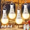 Dehobo Ricaricabile Lampadina LED E27 Con Funzione Temporizzazione - Luci LED a Batteria 7 W Con Telecomando - Lampada Campeggio 3 Temperature di Colore - Dimmerabile Luce Notturna, 4 Pezzo