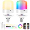 GuKKK E14 Lampadina Ricaricabile USB C Con Telecomando, 2 Pezzis E27 Dimmerabili LED di Ricarica Rimovibile, Lampadina Ricaricabile Magnetica, 2000 Mah RGB Colore, Luce di Emergenza Con Gancio