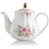 Sweejar Home Teiera in porcellana con infusore e coperchio, teiera con filtro, 890 ml, per tè, caffè, latte, donna, ufficio, casa, regalo (forma di zucca, fiore di rosa)