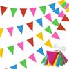 ZoneYan 100m Bandierine Colorate, ZoneYan Banner Bandierine Tessuto, Bandierine Striscione, 150 Bandiere Triangolari Per Esterno Feste Compleanno (Multicolore, M,300m)