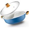 Modern Innovations Shabu Shabu - Pentola calda con divisorio, antiaderente, per induzione elettrica, fornello a gas o grill, include cucchiai in silicone