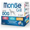 Monge Grill Adult Multibox Mix Manzo Merluzzo Pollo Tacchino Per Cani Adulti 12 Bustine