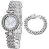 HALUKAKAH Orologio con Diamanti per Ragazze,Bambine - Placcato in Platino,Quadrante 29mm con Motivo Farfalla,Quarzo Giapponese - Lunghezza 19,5cm - Viene Fornito con Catena Cubana 18cm - per Feste