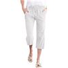 Generic Plus Size Estate Donna Capri Pantaloni di Lino Coulisse Eleganti Pantaloni Capri per le Donne Leggero Alla Moda Capris Capri Golf Pantaloni per le Donne Solido Casual Sciolto Ritagliato Sciolto Fit