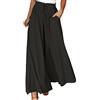 Generico Pantaloni Larghi Donna - Wide Leg Pants High Waisted Yoga Hippie Boho Beach Plus Size Palazzo Vita Alta a Portafoglio Gonna Pantalone Lunga Tailleur Eleganti Curvy Primavera Completo Casual