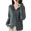 Alloaone Cardigan con Cappuccio da Donna Cappotto in Maglione di Cashmere Sciolto con Cerniera Casual alla Moda