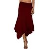 Generic Falda Midi Con Dobladillo Tipo Pañuelo para Mujer Estilo Casual De Verano Con Vuelo Cintura Alta Elástica para Verano Mini Gonna Corta Sexy, Colore: rosso, M