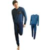 Sergio Tacchini Pigiama Uomo Invernale, Pigiama Uomo Caldo Cotone, Tuta Uomo Casa (34810 Blu, XL)
