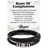 Bramart Bracciale Uomo Idea Regalo Compleanno 30 Anni in Pelle Intrecciata con Acciaio Inox Lucidato di Altissima qualità Regalo per lui, Bracciali Compleanni - Cofanetto con DEDICA incluso (30 Anni - M3)