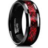 Kingwill King will tungsteno anello 8 mm Wide Flat Top due tono scanalato martello wedding Band 7 - 14 e tungsteno, 19,5, cod. OY-R220-9