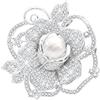 KristLand Fiore Spilla Retro Art Deco Oro Placcato Rose Fiore Spilla Outfits con Pietra di Zirconi Scintillanti Perla Festa di Nozze Regalo di Compleanno per Le Donne