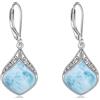 YAFEINI Orecchini Larimar Gocce celtiche irlandesi in filigrana d'argento sterling, orecchini pendenti con pietre preziose naturali, regali di gioielli per donne e ragazze