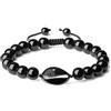 COAI Bracciale Unisex in Tormalina Nera con Amuleto Conchiglia, Bracciale Regolabile