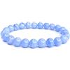 Felicidade Bracciale in calcedonio blu naturale - perle 8 mm - gioiello energetico di serenità e comunicazione - pietra naturale semi-preziosa - donna e uomo - litoterapia, meditazione e regalo benessere