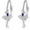 POPLYKE Orecchini da donna con ballerina, in argento Sterling, ballerina, orecchini a lobo viola, regalo per ballerini e donne, Nessuna pietra preziosa