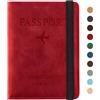 Sciphylia Porta Passaporto Custodia Passaporto da Viaggio con Blocco RFID Pelle PU Portadocumenti Viaggio Durevole Accessori Con Multifunzione, Rosso Scuro