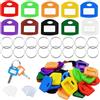 JRSHIRLEYLTD Set di 30 tappi per chiavi con etichette, tappi rettangolari in plastica per una facile identificazione delle chiavi a casa piatta, in 10 colori, mix di colori (con portachiavi)