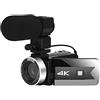 LLOOPK Videocamera, Videocamera da 56 MP Vlog 4K for streaming live Webcam Visione notturna Zoom 16X Fotografia Registratore digitale(32G SD Card,With Microphone-01)