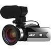 LLOOPK Videocamera, Videocamera da 56 MP Vlog 4K for streaming live Webcam Visione notturna Zoom 16X Fotografia Registratore digitale(32G SD Card,With Lens MIC)