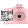 ASHATA Fotocamera Istantanea per Bambini, Fotocamera per Stampa Istantanea per Bambini, 1080P Anteriore Posteriore Doppio Obiettivo SLR Bambini Mini Fotocamera Digitale per Bambini (Rosa)