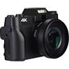 LLOOPK Videocamera, 3 pollici Flip Screen Fotografia digitale Fotocamera 4K Webcam Videocamera Vlog vintage 48MP Videoregistratore in streaming grandangolare(Standard,With Wide Angle Lens)
