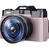 LLOOPK Videocamera, Obiettivo macro grandangolare Fotocamera digitale Ruota schermo Videocamera 48MP 4K Messa a fuoco automatica Webcam Registratore fotografico vintage(32G TF CARD,5)