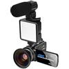 LLOOPK Videocamera, Fotocamere digitali da 56 MP for la fotografia Videocamera 4K Webcam Vlog Set Zoom digitale 18X Videoregistratore for visione notturna(32G SD Card,With Lens Light MIC)