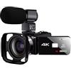 LLOOPK Videocamera, Zoom 18X Videocamera 4K UHD Streaming live Webcam Videocamere professionali for la fotografia Visione notturna IR all'aperto(No SD Card)