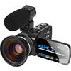 LLOOPK Videocamera, 4K Streaming Videocamera Digitale Webcam for La Fotografia Visione Notturna A Raggi Infrarossi Outdoor 56MP Vlog Recorder(No SD Card,Set 4)
