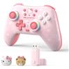 Kuitmor Controller Pro Hello Kitty per Switch, Gamepad Wireless Anti-drifting con Effetto Hall, Carino, per Switch 2/Switch/OLED/Lite, PC/Steam, Android, iOS (con Ricevitore 2.4G)