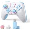 Kuitmor Controller Pro Blue per Switch, Gamepad Wireless Carino con Effetto Hall Anti-drifting per Switch 2/Switch/OLED/Lite, PC/Steam, Android, iOS, Bluetooth (Con Ricevitore)