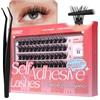 LASHVIEW Ciglia autoadesive, con pinzette per ciglia, senza colla, set di extension per ciglia fai da te, 60 pezzi (Z05), 10-16 mm