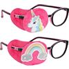 LLGSDLL Benda Occhio Pigro Bambini 2 Pezzi, Unicorno Eye Patch Coprente Per Occhio Pigro Ambliopia per Il Trattamento Occhio Pigro, Ambliopia, Strabismo, Occhio Pirat