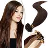 SEGO Extension Cheratina Capelli Veri 1 Grammo 50 Ciocche 60cm Pre-Bonded U Tip Nail Remy Human Hair Naturali Indiani 50g Keratin Invisibili #4 Marrone Cioccolato