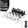 MARBLE RANGE Set di scacchi in marmo per adulti, 25,4 cm, fatto a mano, bianco e nero, con 32 pezzi di scacchi, 2 regine extra e scatola portaoggetti, gioco da viaggio di lusso, regalo elegante per la festa del