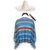I LOVE FANCY DRESS LTD Costume in maschera da bandito messicano del far West, poncho rosso blu e verde, baffi, sigaro e sombrero, per adulto, taglia unica, Natural, taglia unica