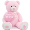 MorisMos 130cm Orso Peluche Gigante con Love, XXL Rosa Orsacchiotto Peluche Grande Kawaii Orsetto Pupazzo Teddy Bear Regalo per Bambino Fidanzata Lei Lui Compleanno Decorazioni