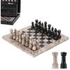 MARBLE RANGE Set di scacchi in marmo per adulti, 25,4 cm, gioco da tavolo oceanico e nero fatto a mano, con 32 pezzi di scacchi, 2 regine extra e scatola portaoggetti, gioco da viaggio di lusso, regalo elegante