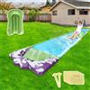 SKIKHN Scivolo d'Acqua, 480 x 70 cm Scivolo d'Acqua per Prato con Irrigatore, Scivolo Acquatico Giardino con Ricambi e Bodyboard, per Feste Estive e Attività in Giardino (Blu)