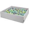 KiddyMoon Piscina di Palline 120X30cm/300 Palline Grande Quadrato per Bambini Fabbricato in EU, Grigio Chiaro:Verde Chiaro/Turcehse Chiaro/Grigio