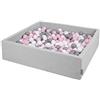 KiddyMoon Piscina di Palline 120X30cm/1000 Palline Grande Quadrato per Bambini Fabbricato in EU, Grigio Chiaro:Bianco/Grigio/Rosa Chiaro