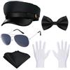 Kavoc 5 pezzi costume da autista include limousine driver cappello guanti fazzoletto occhiali per uomo donna festa cosplay dress up (stile 2)