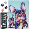 TISHIRON Puzzle da 1000 pezzi con bulldog francese come opera d'arte, grazioso ritratto di cane con accenti di colore, puzzle di carta premium per adulti XXL, decorazione moderna da parete, motivo 27,5 x 19,7