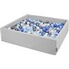 KiddyMoon Piscina di Palline 120X30cm/1000 Palline Grande Quadrato per Bambini Fabbricato in EU, Grigio Chiaro:Perla/Blu/Azzurro/Trasp/Argento