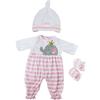 JC Toys Set per vestiti per bambole da 36 a 40 cm, pagliaccetto lungo e accessori, rosa e bianco, vestito extra, progettato in Spagna da Berenguer a partire dai 2 anni