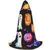 peiyeety Mantello con cappuccio a forma di zucca con fantasmi di Halloween per adulti e adolescenti, mantello con cappuccio di Halloween, tunica da mago con mantello da paura
