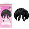 Brushworks Double Layer Satin Hair Bonnet (Black) - Silky Sleep Cap with Stretchy Tie Ribbon Band for Frizz-Free, Smooth Hair - Prevents Breakage, Protects Curls and Retains Moisture